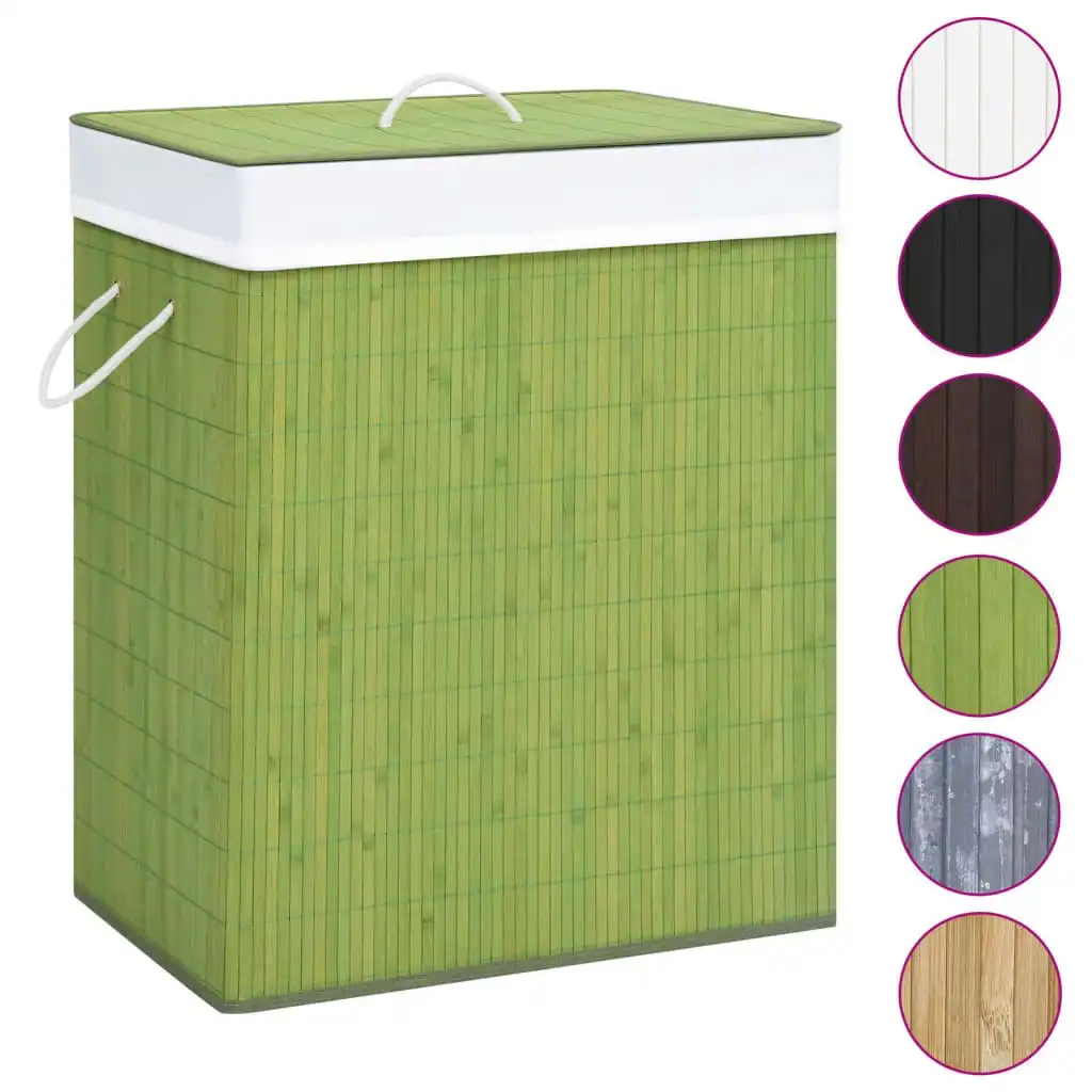 Bamboo Laundry Basket with Single Section Green 83 L 320754