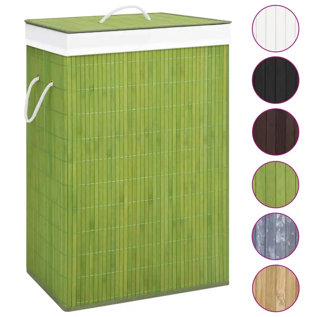 Bamboo Laundry Basket with Single Section Green 320753