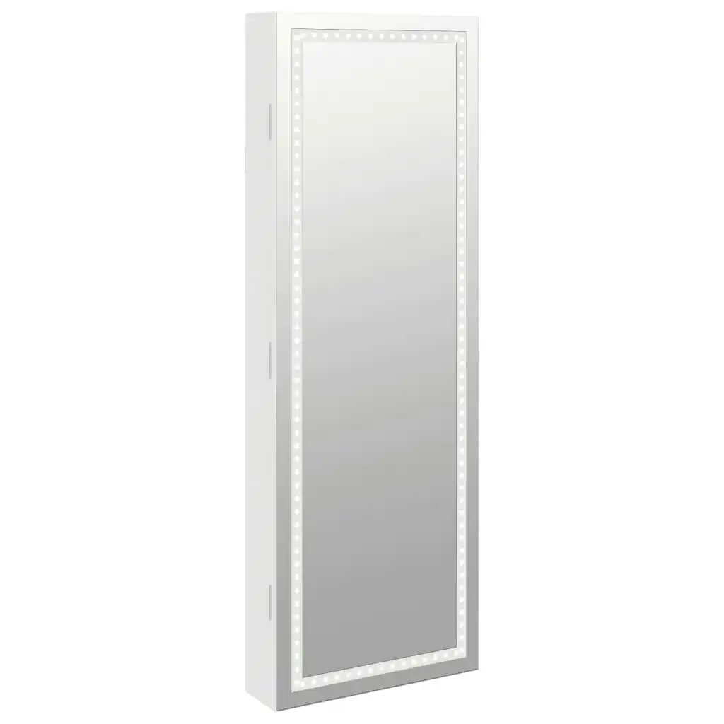 Mirror Jewellery Cabinet with LED Lights Wall Mounted White 353250