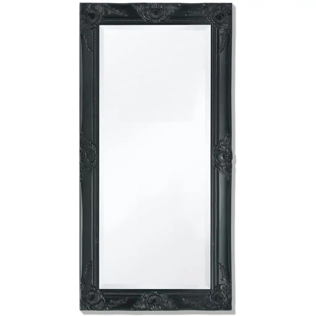 Wall Mirror Baroque Style 100x50 cm Black 243682