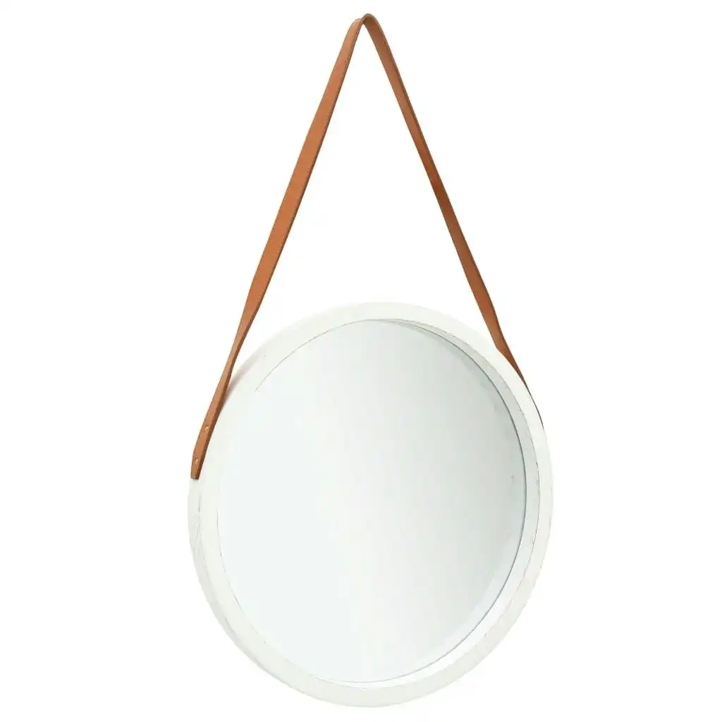 Wall Mirror with Strap 50 cm White 320364