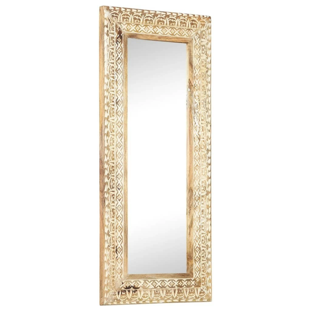 Hand-Carved Mirror 110x50x2.6 cm Solid Mango Wood 321646