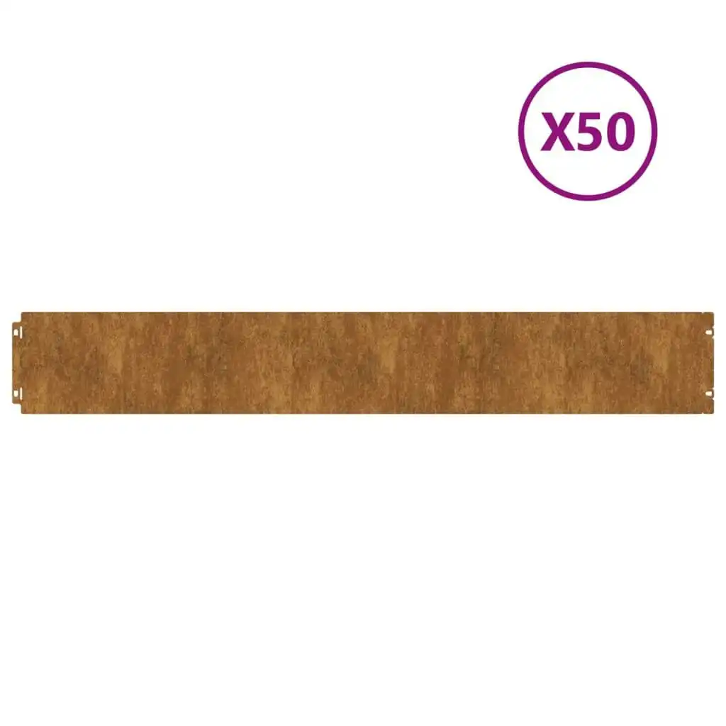 Lawn Edgings 50 pcs 15x103 cm Flexible Corten steel 821893