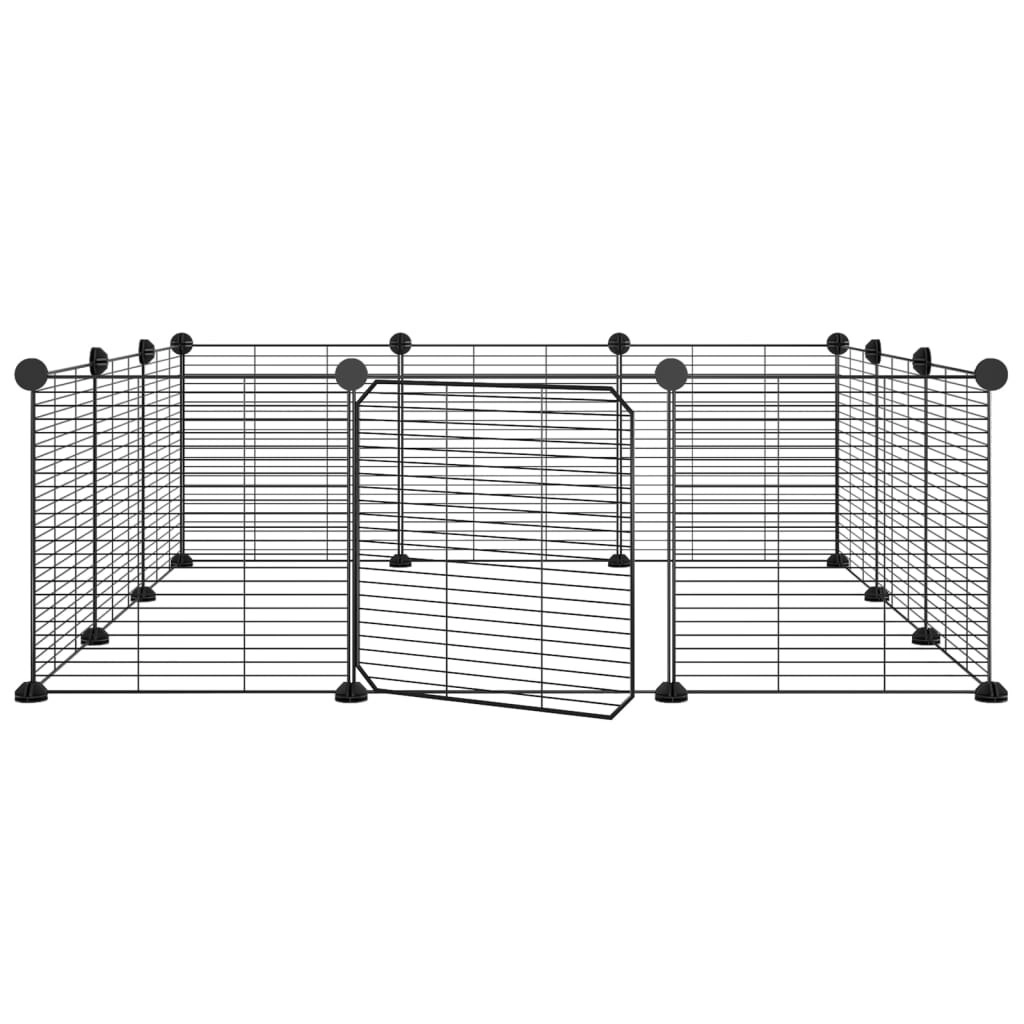 12-Panel Pet Cage with Door Black 35x35 cm Steel 171626