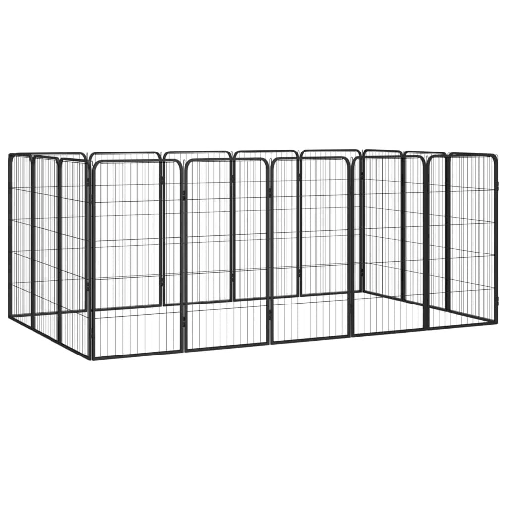 16-Panel Dog Playpen Black 50x100 cm Powder-coated Steel 3115960