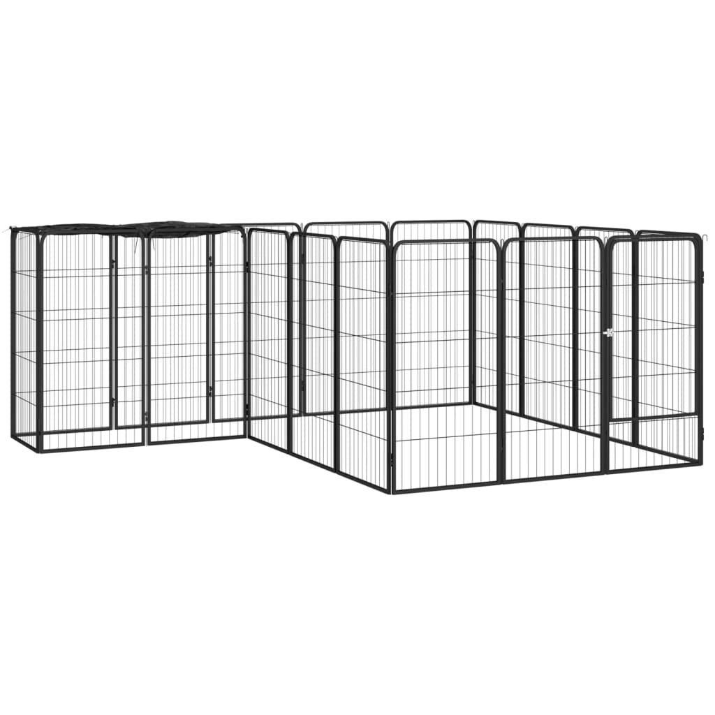 18-Panel Dog Playpen Black 50x100 cm Powder-coated Steel 3115950