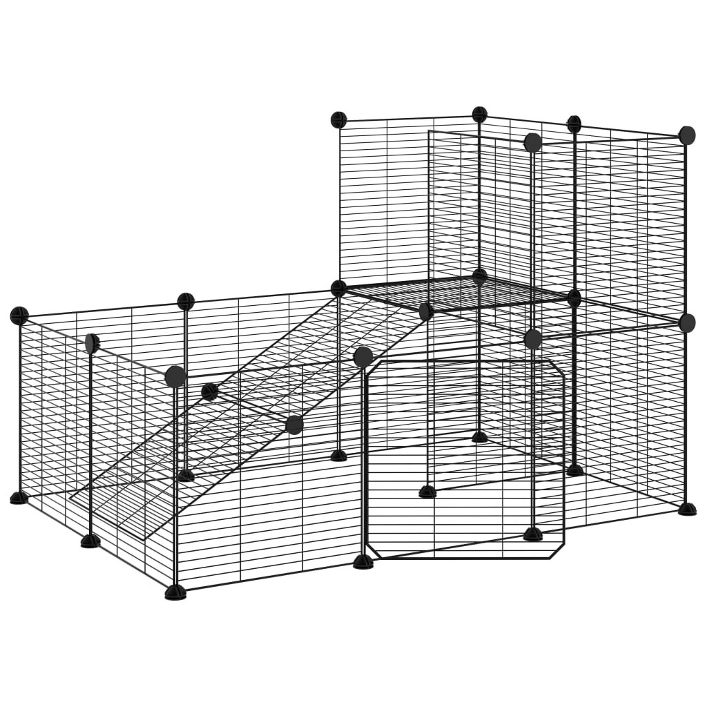 20-Panel Pet Cage with Door Black 35x35 cm Steel 3114061