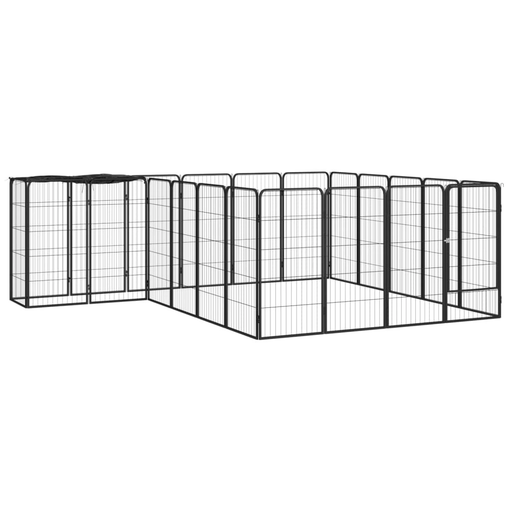 22-Panel Dog Playpen Black 50x100 cm Powder-coated Steel 3115951