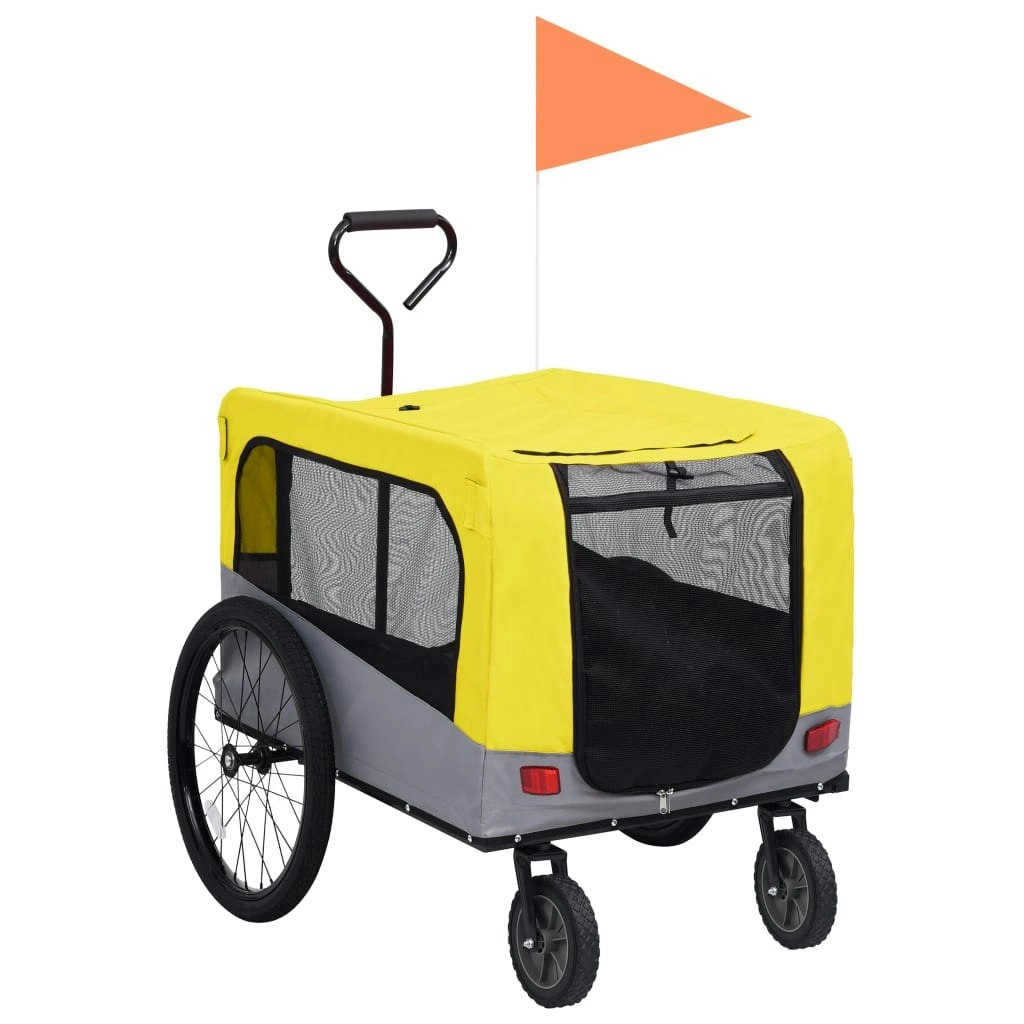 2-in-1 Pet Bike Trailer and Jogging Stroller Yellow and Grey 92442