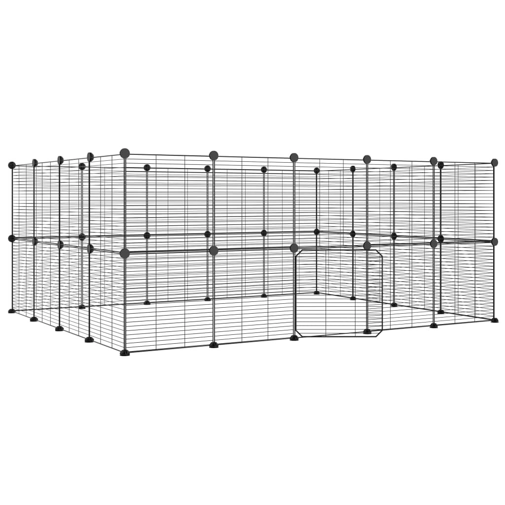 36-Panel Pet Cage with Door Black 35x35 cm Steel 3114045