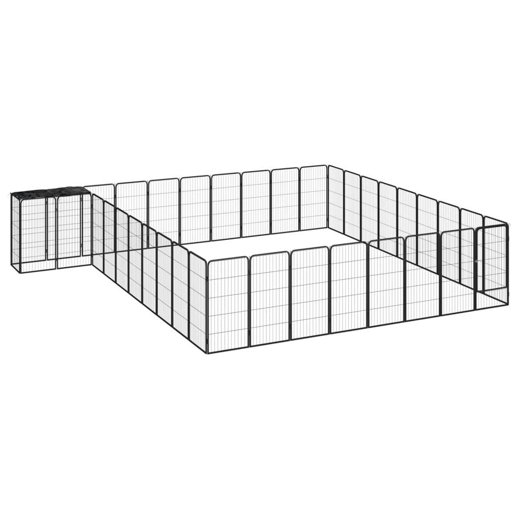 38-Panel Dog Playpen Black 50x100 cm Powder-coated Steel 3115955