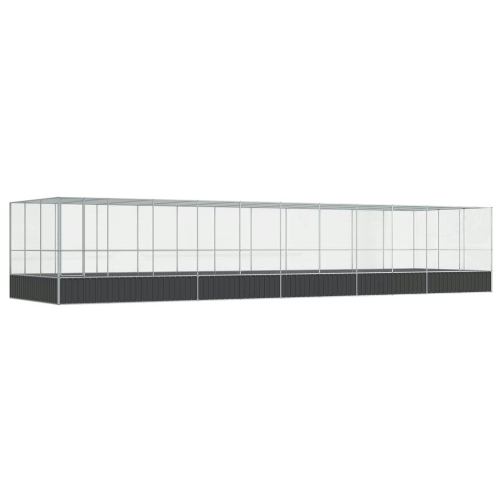 Aviary with Extension Silver 1139x307x212 cm Steel 3214280