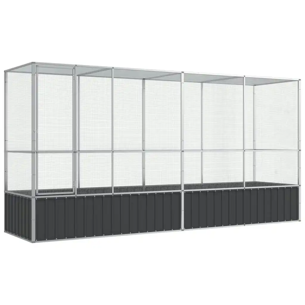 Aviary with Extension Silver 418.5x107x212 cm Steel 3214267