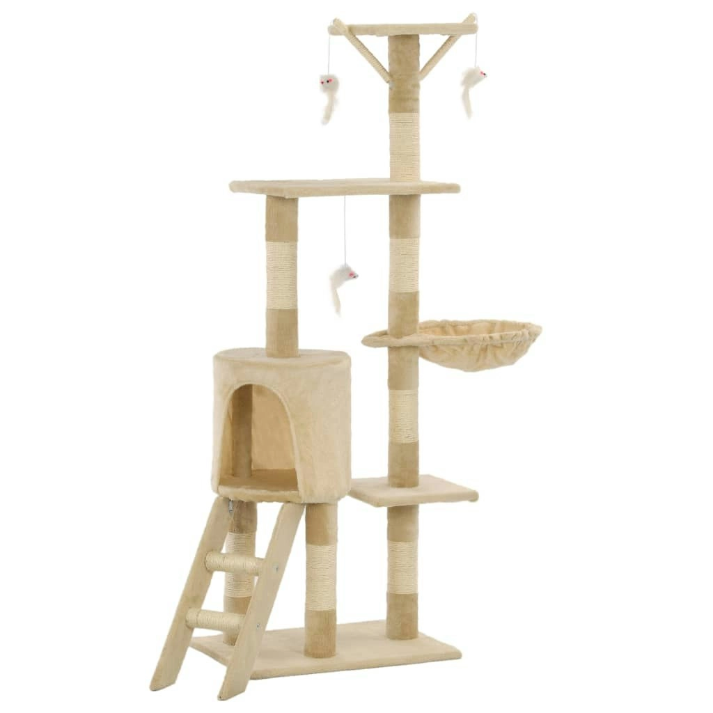 Cat Tree with Sisal Scratching Posts 138 cm Beige 170580