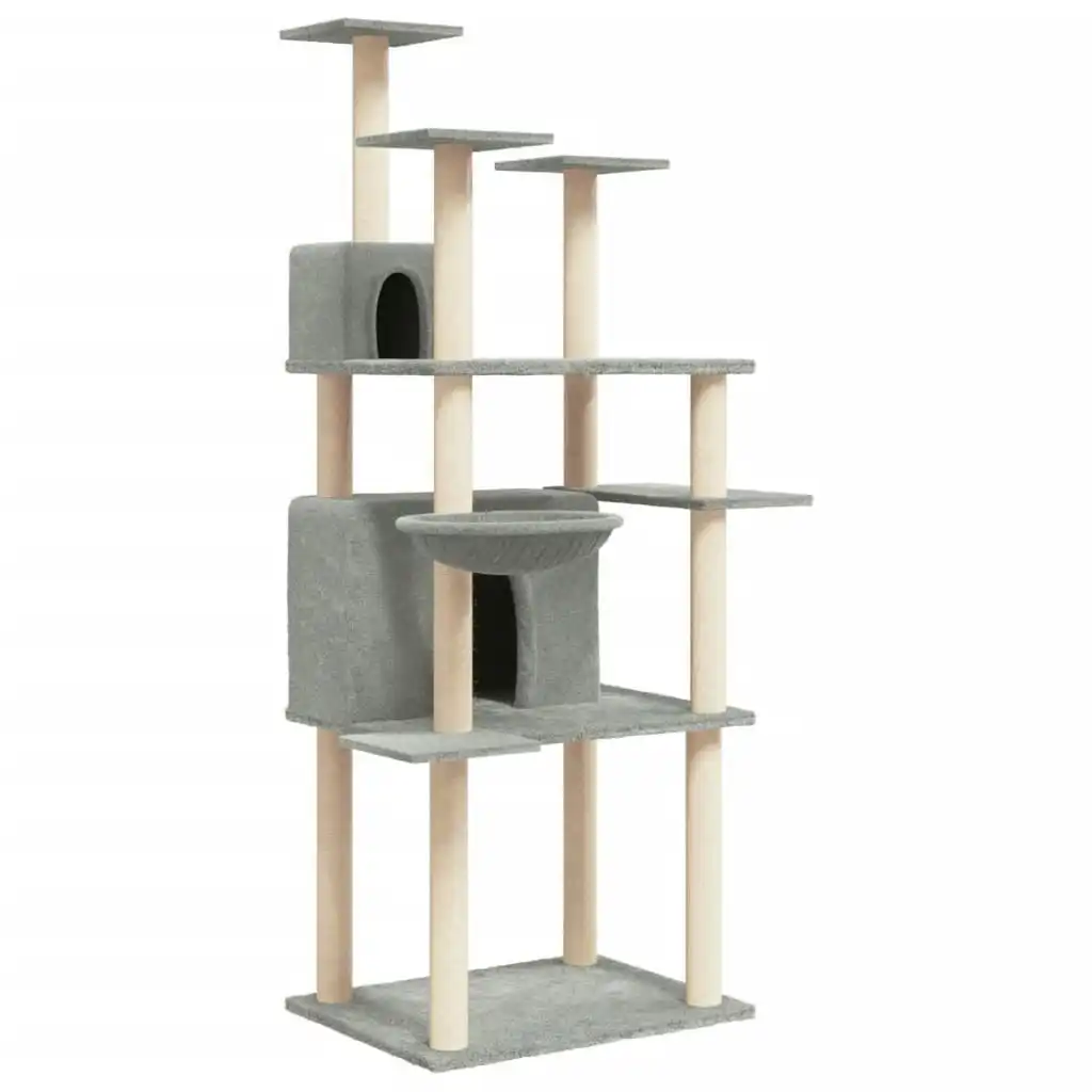 Cat Tree with Sisal Scratching Posts Light Grey 166 cm 171724