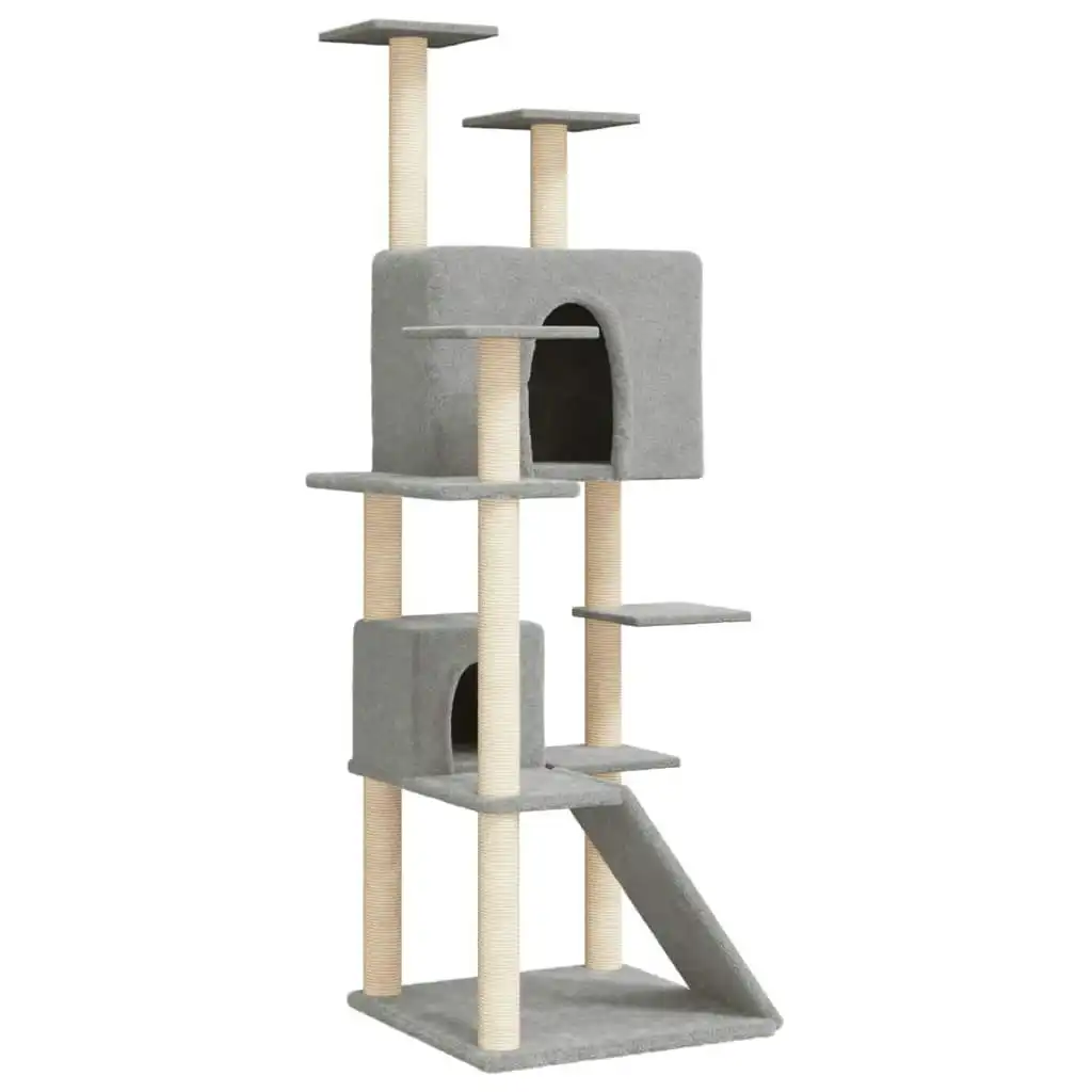 Cat Tree with Sisal Scratching Posts Light Grey 153 cm 171694