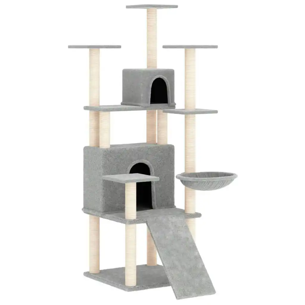 Cat Tree with Sisal Scratching Posts Light Grey 154 cm 171691