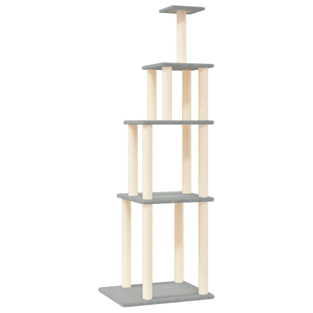 Cat Tree with Sisal Scratching Posts Light Grey 183 cm 171745