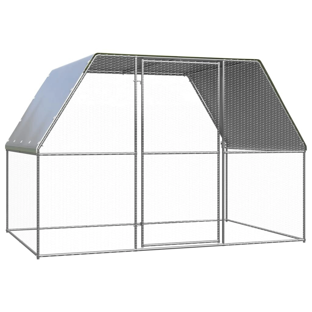 Chicken Cage Silver and Grey 3x2x2 m Galvanised Steel 155889