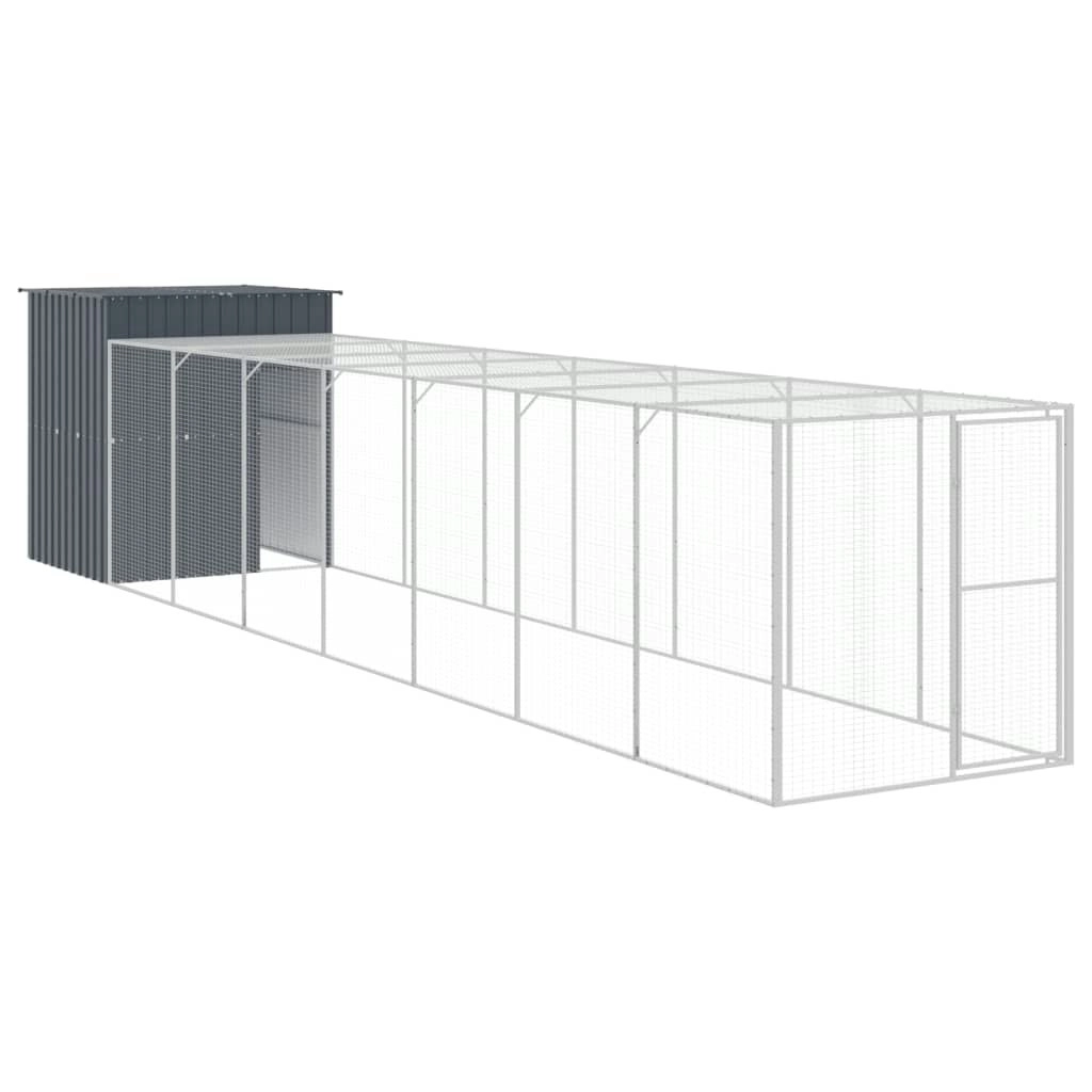 Chicken Cage with Run Anthracite 165x863x181 cm Galvanised Steel 3189111