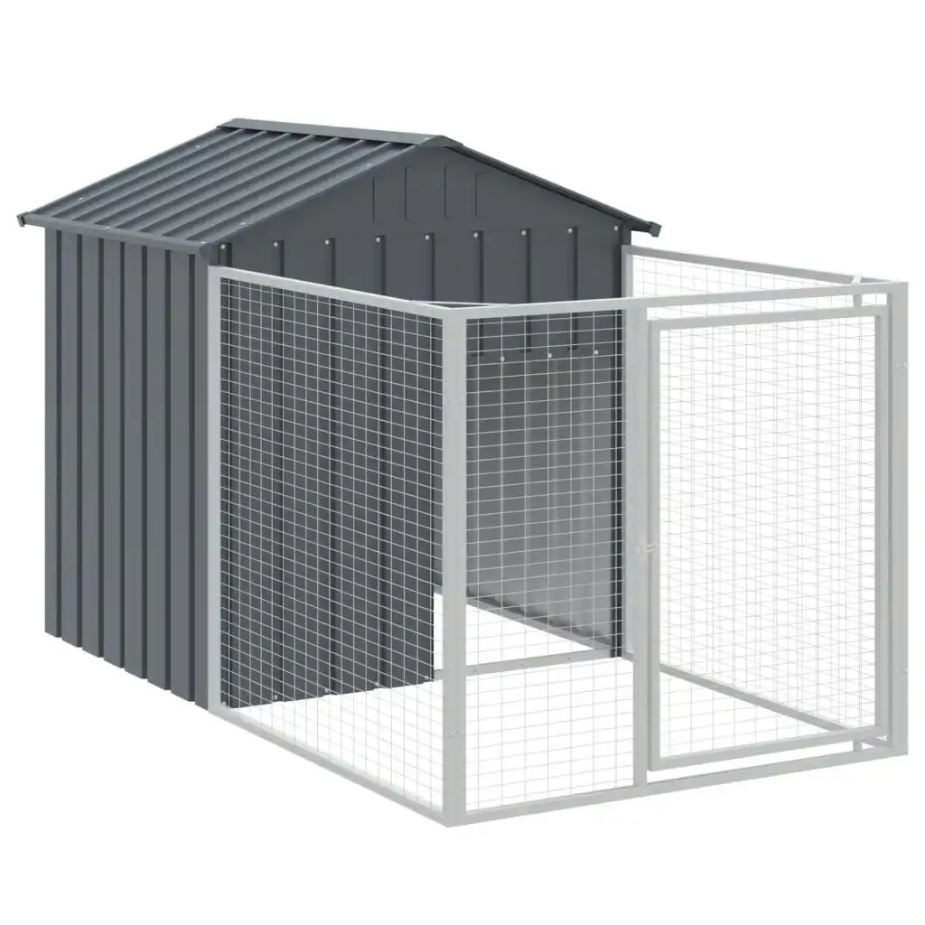 Dog House with Run Anthracite 117x201x123 cm Galvanised Steel 172351