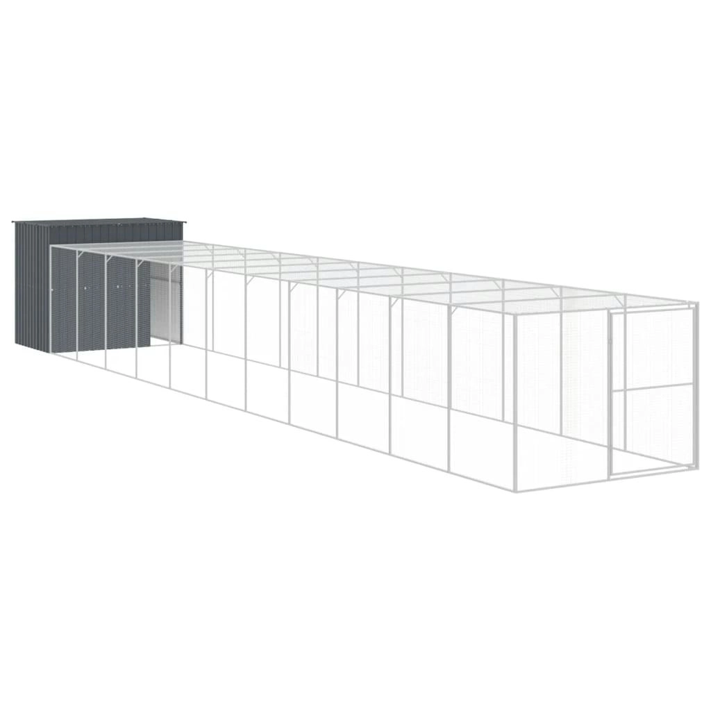 Dog House with Run Anthracite 214x1273x181 cm Galvanised Steel 3189136