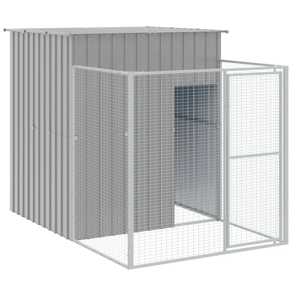 Dog House with Run Light Grey 165x251x181 cm Galvanised Steel 172366