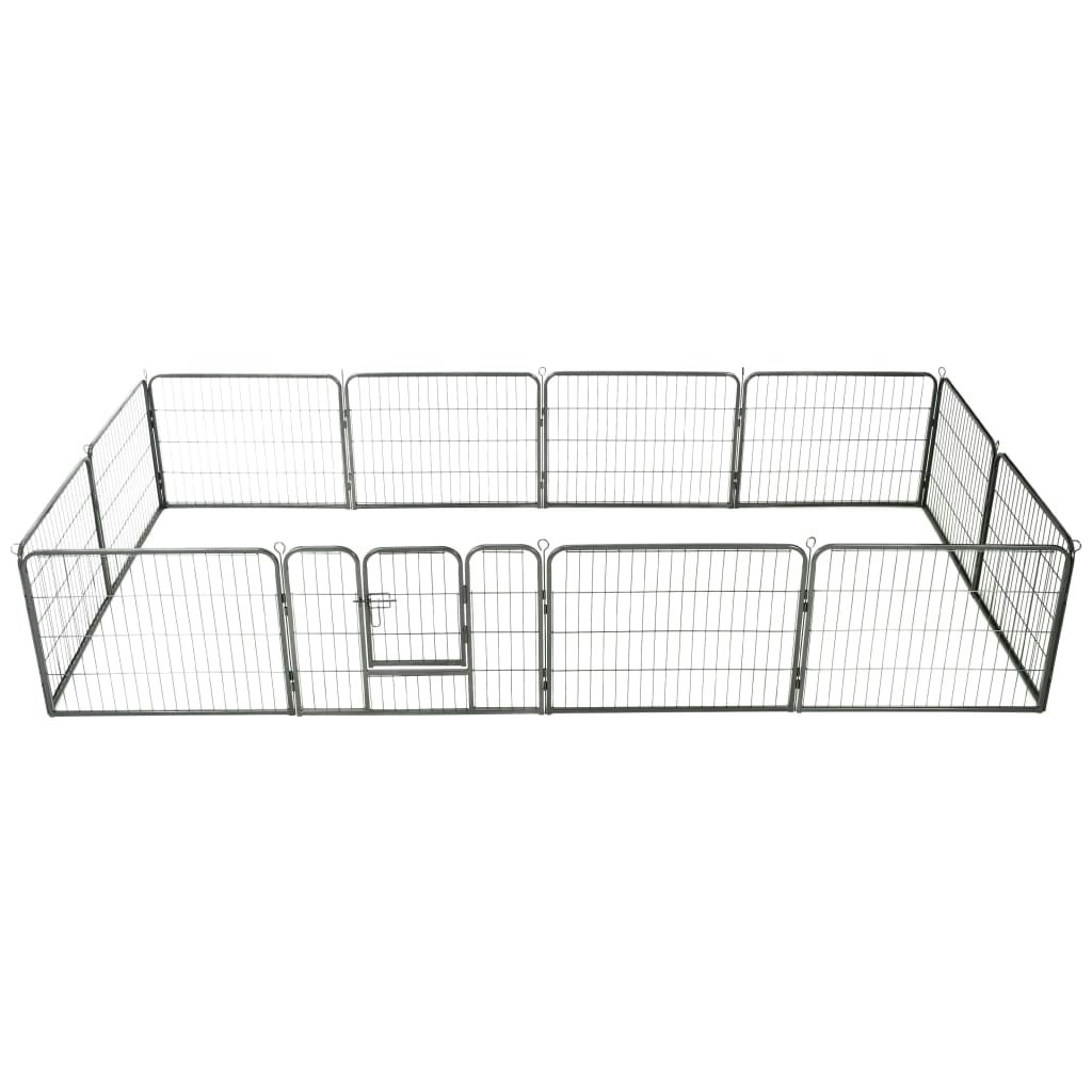 Dog Playpen 12 Panels Steel 80x60 cm Black 170573