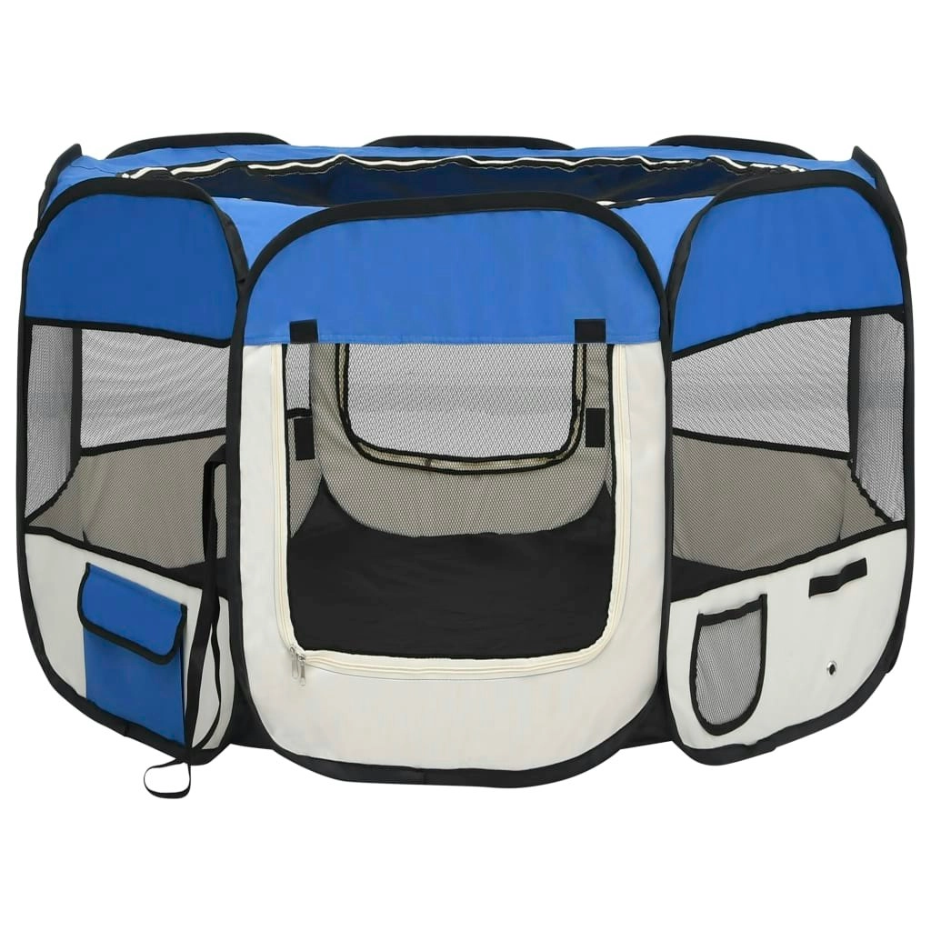 Foldable Dog Playpen with Carrying Bag Blue 90x90x58 cm 171013