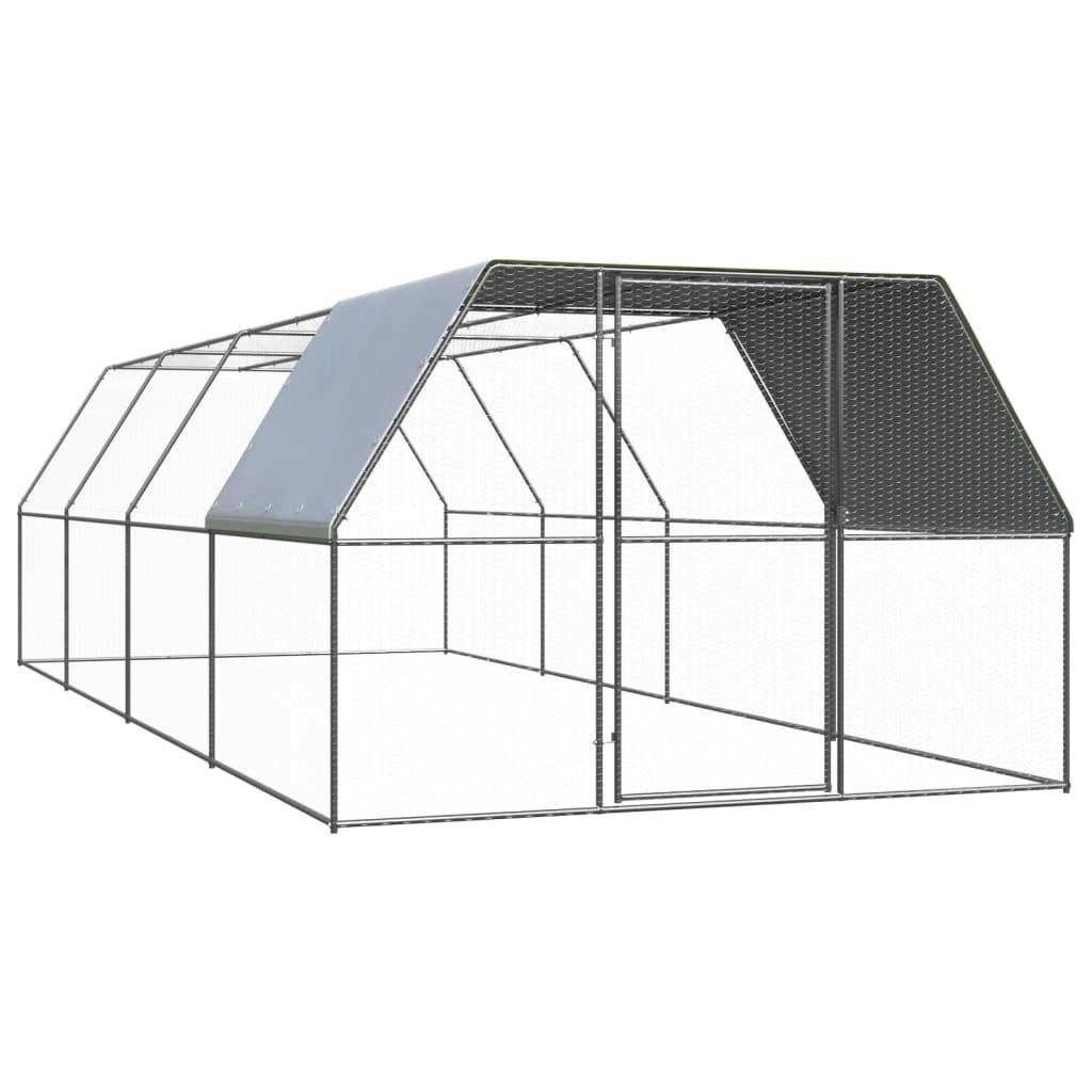 Outdoor Chicken Cage 3x8x2 m Galvanised Steel 3089326