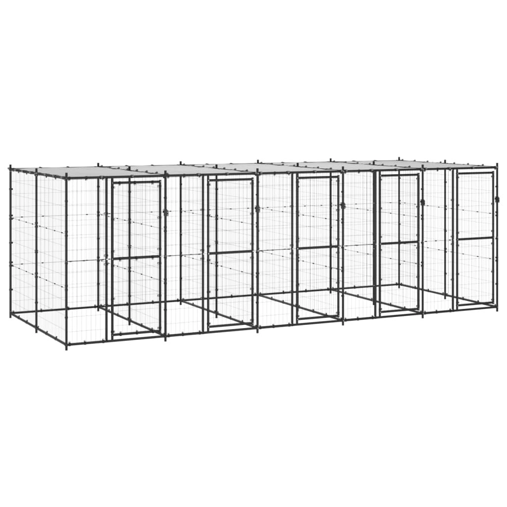 Outdoor Dog Kennel Steel with Roof 12.1 mÂ² 3082252