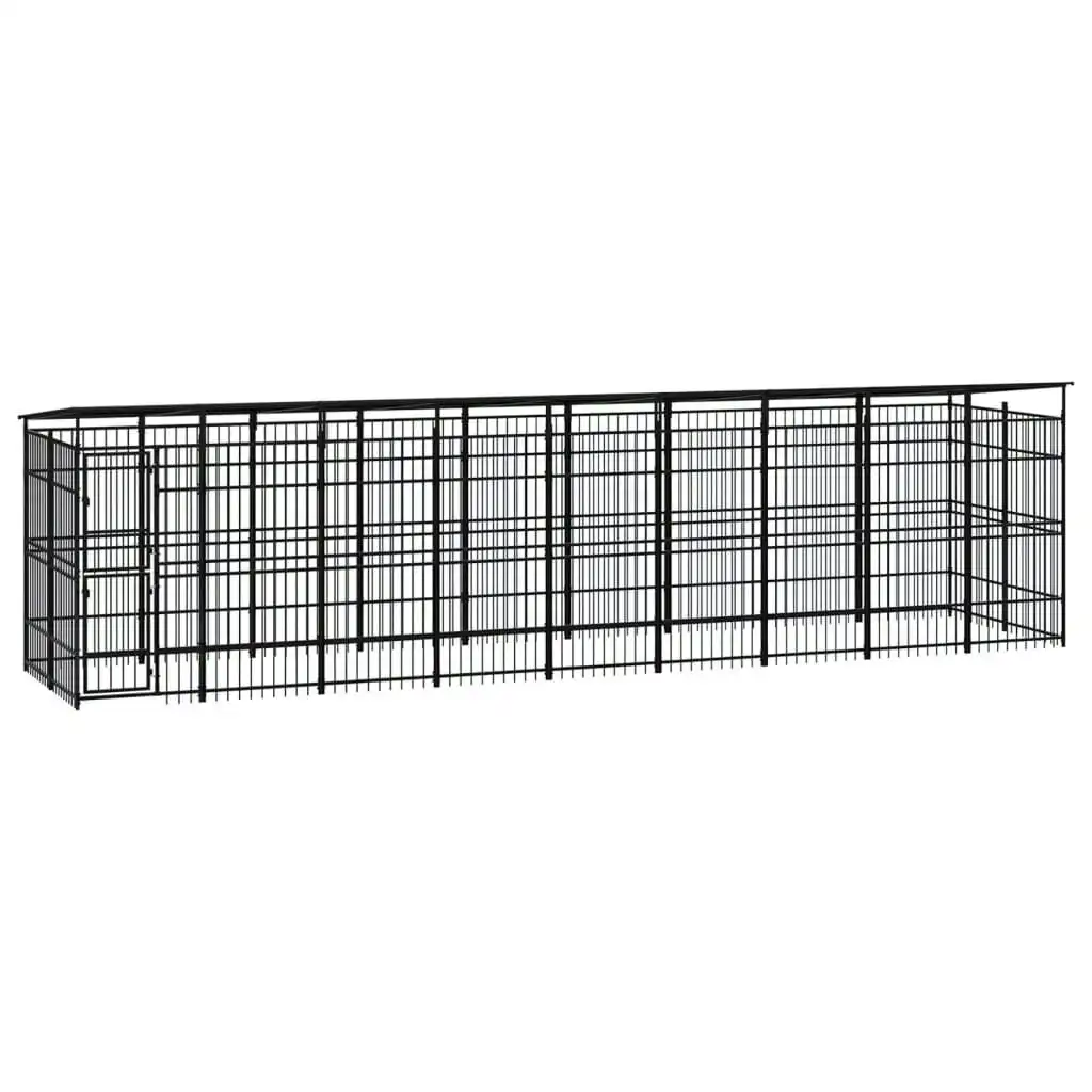 Outdoor Dog Kennel with Roof Steel 16.59 mÂ² 3097972