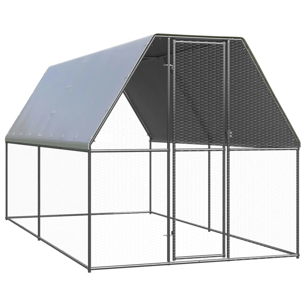 Outdoor Chicken Cage 2x4x2 m Galvanised Steel 3154371