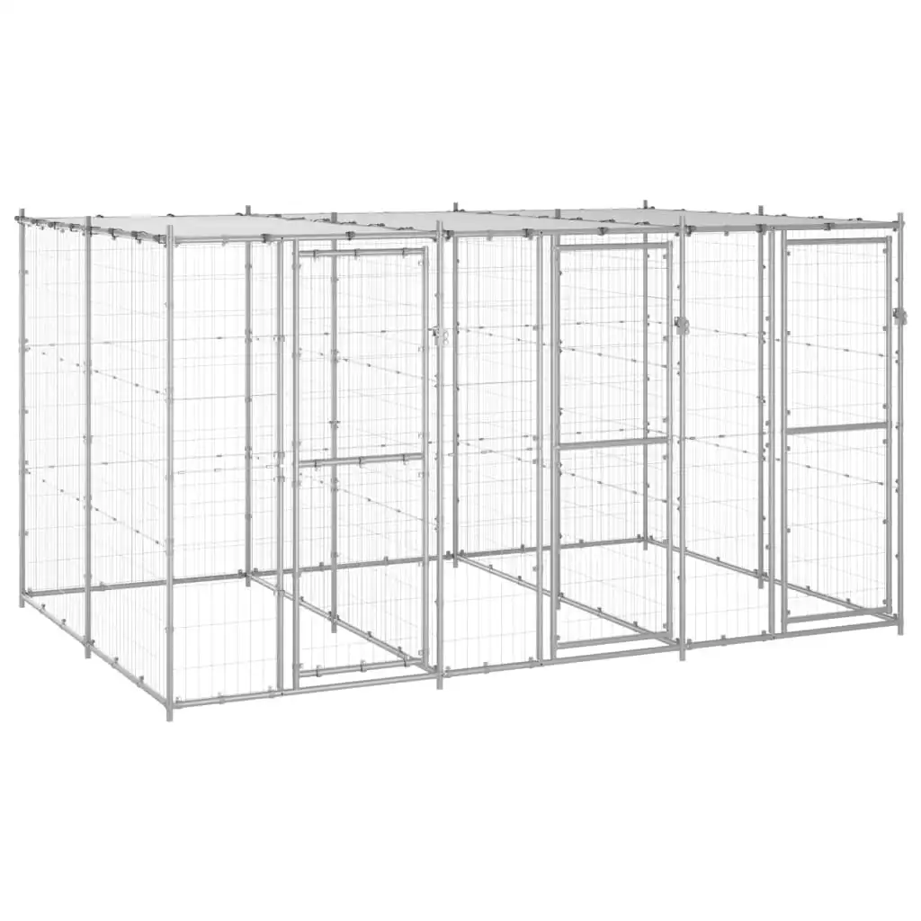 Outdoor Dog Kennel Galvanised Steel with Roof 7.26 mÂ² 3082272