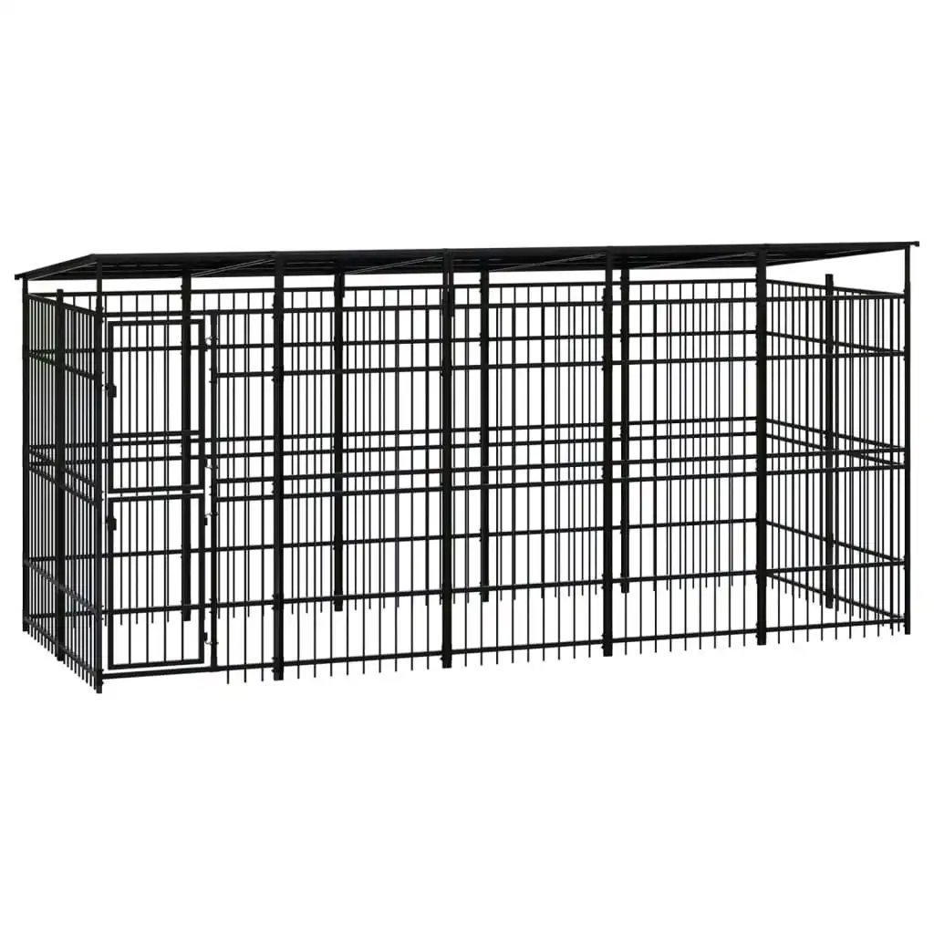 Outdoor Dog Kennel with Roof Steel 9.22 mÂ² 3097968