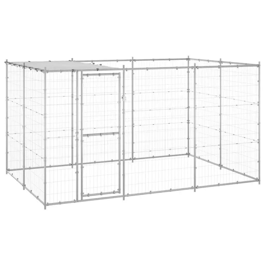 Outdoor Dog Kennel Galvanised Steel with Roof 7.26 mÂ² 3082303