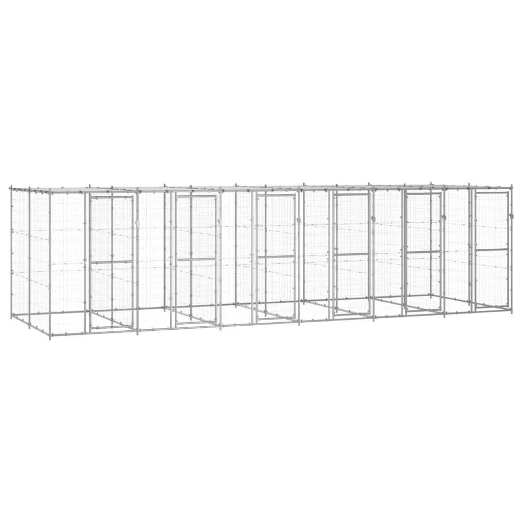 Outdoor Dog Kennel Galvanised Steel with Roof 14.52 mÂ² 3082275