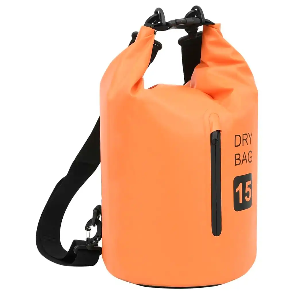 Dry Bag with Zipper Orange 15 L PVC 92784