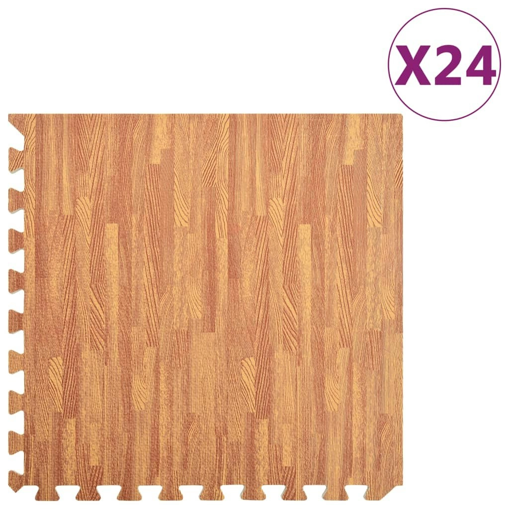 Floor Mats 24 pcs Wood Grain 8.64 mÂ² EVA Foam 92460