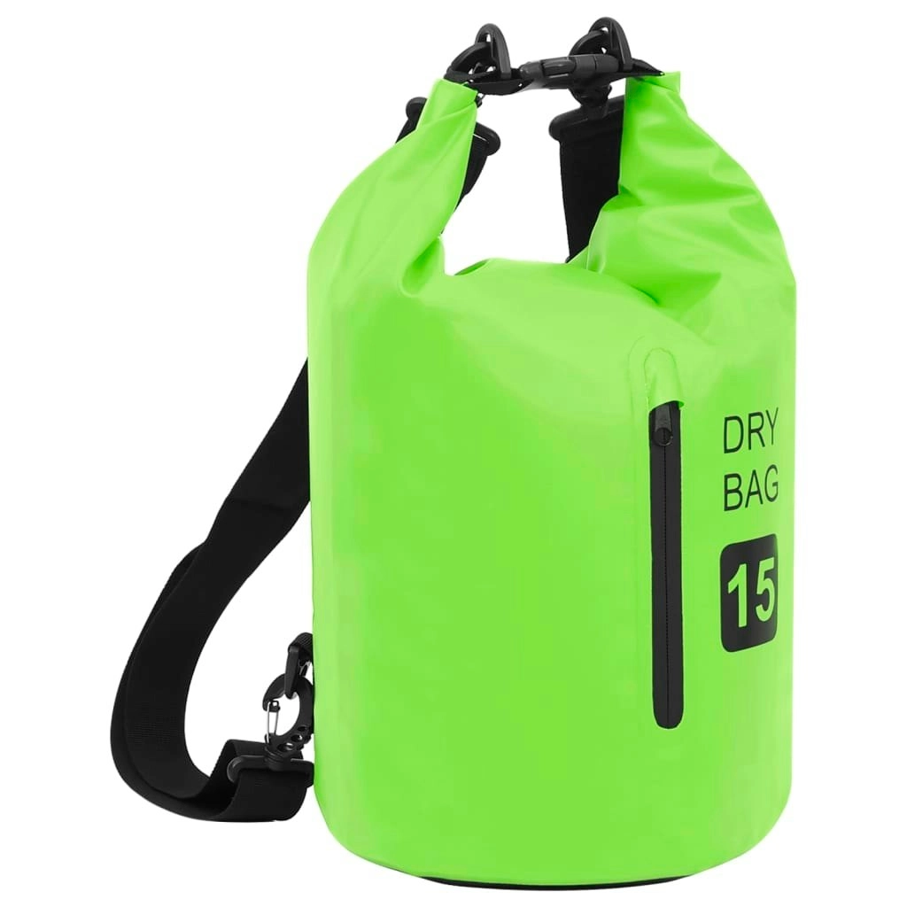 Dry Bag with Zipper Green 15 L PVC 92776