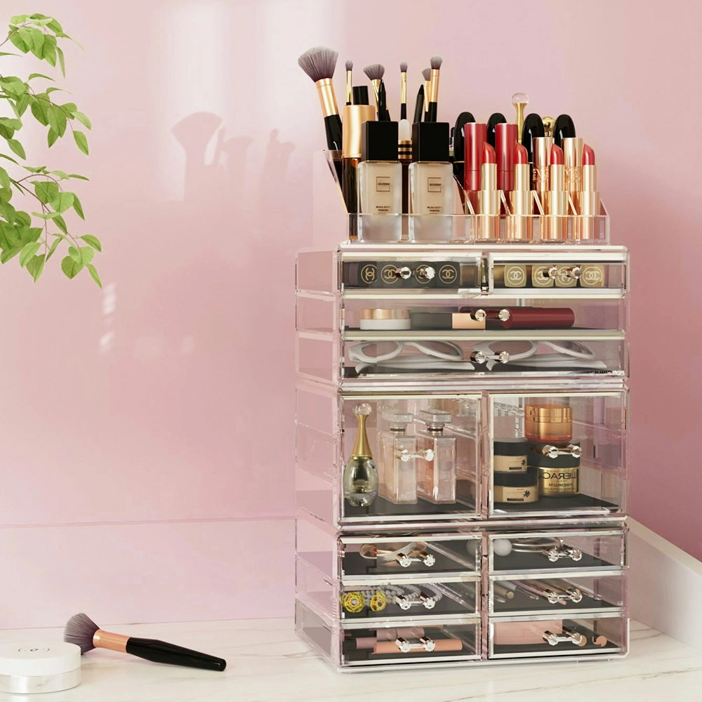 Embellir Makeup Case Acrylic Cosmetic Organizer Storage Box Jewellery Holder