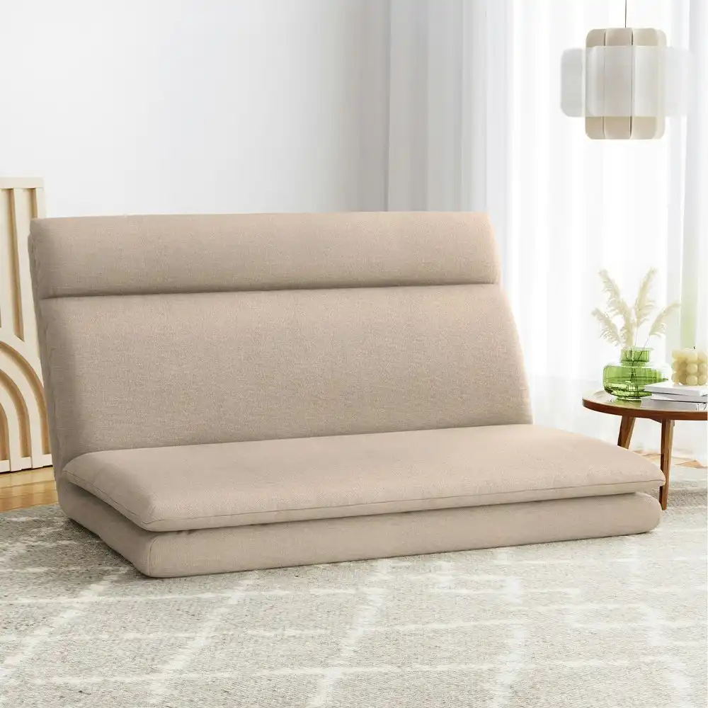 Artiss Floor Lounge Sofa Bed 2 Seater Linen Beige