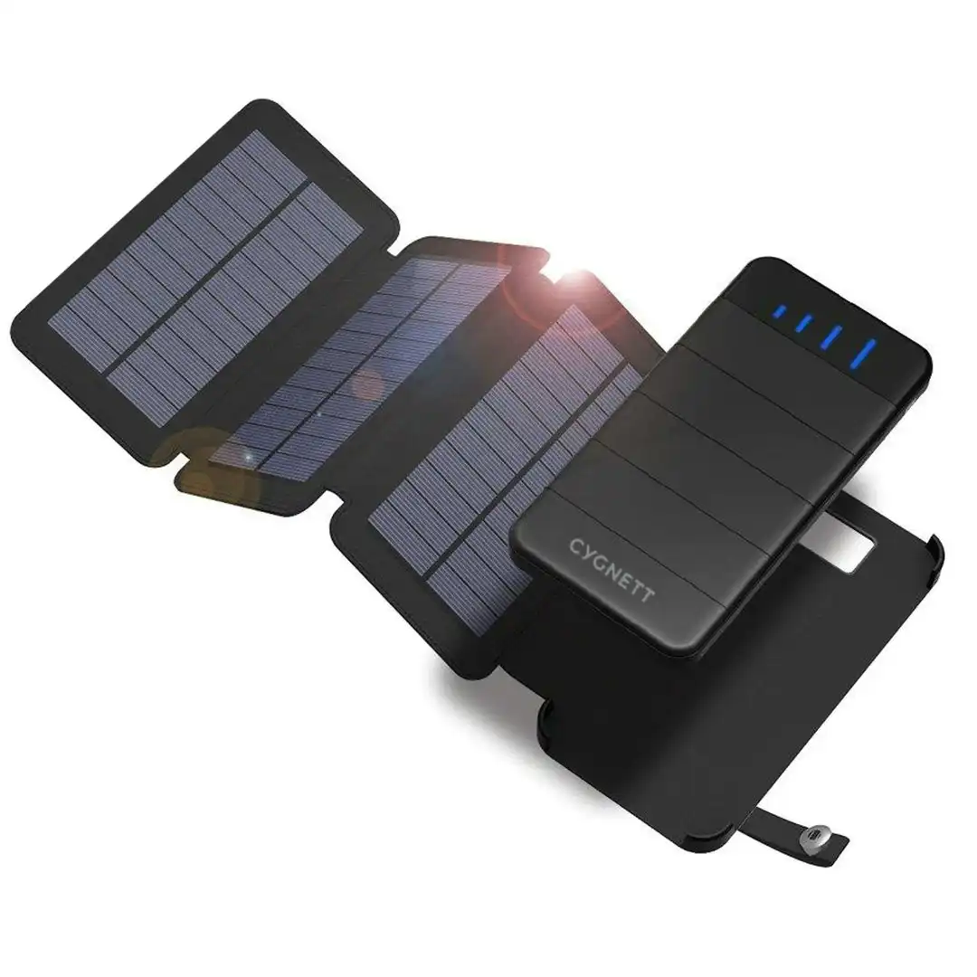 Cygnett Chargeup Explorer 8k Mah Power Bank + Solar Panels - Black