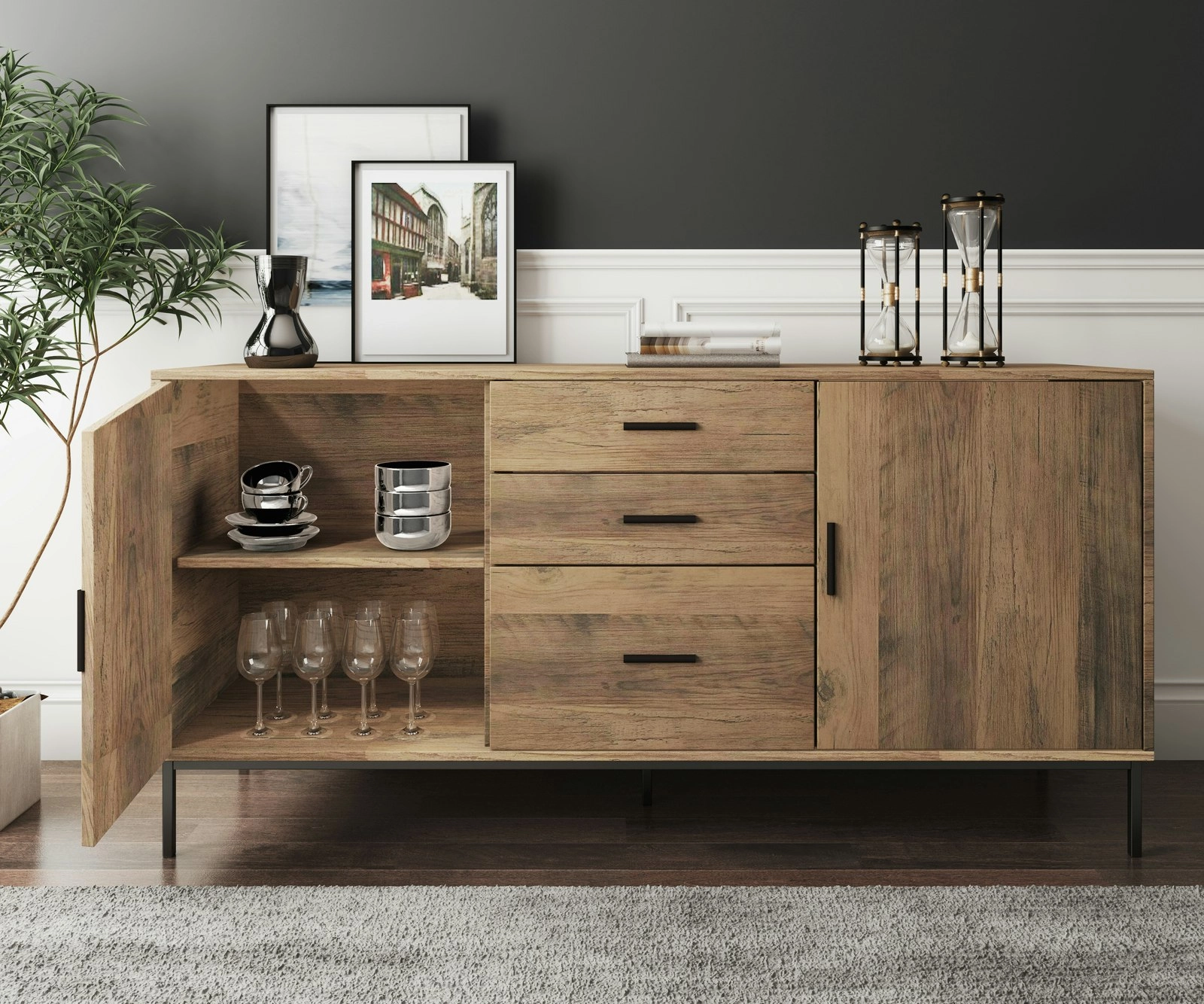 Bronx Buffet Sideboard Console Table | 2 Doors 3 Drawers 140CM for Stylish Storage