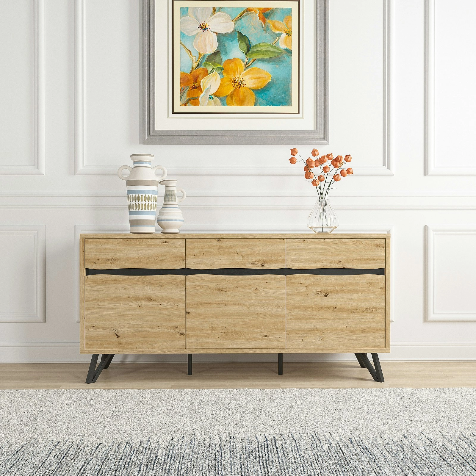 Grayson Large Buffet Sideboard Console 3 Door 3 Drawer 160cm