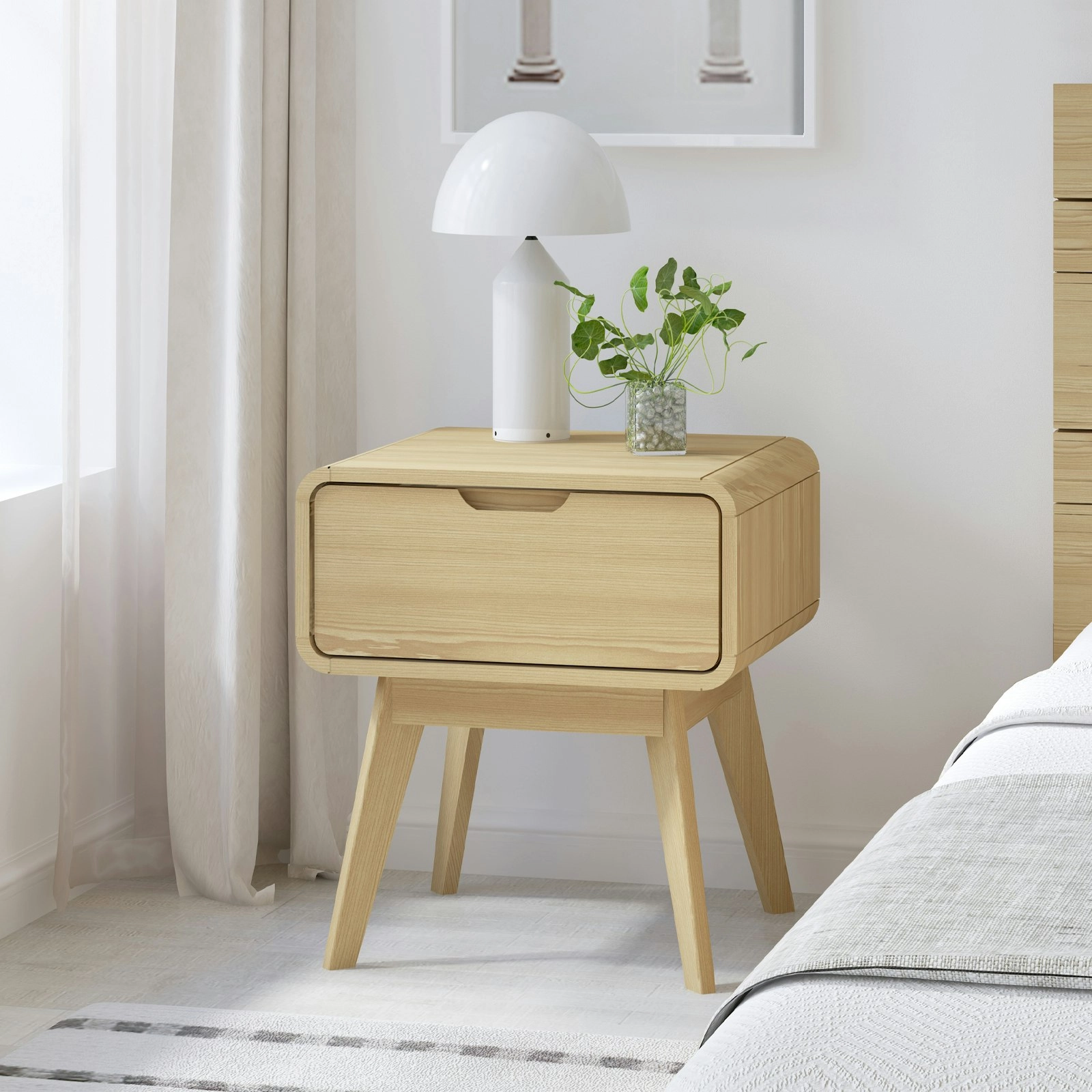 Wabi-Sabi 1 Drawer Bedside Table | Minimalist Nightstand for Bedroom