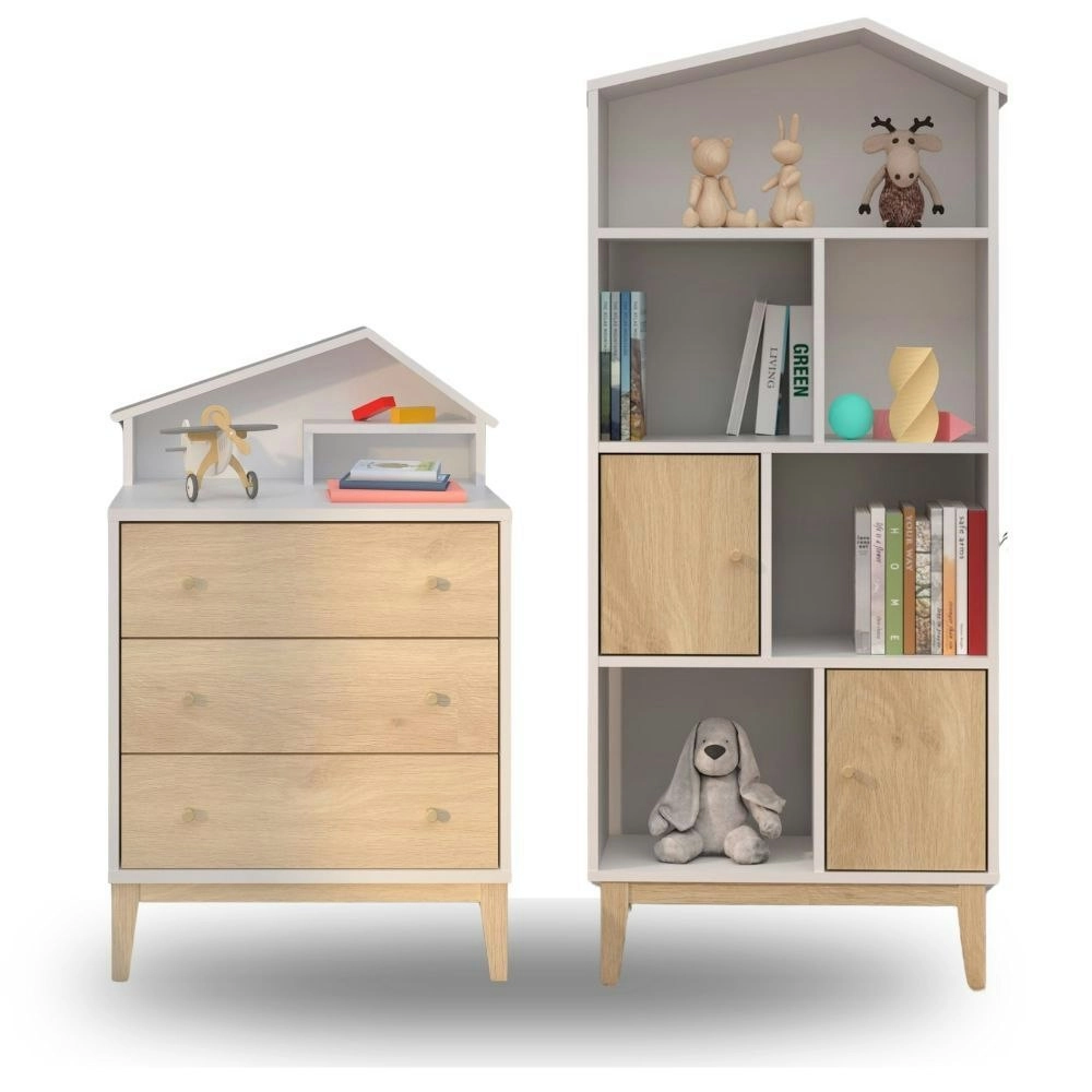 House Kid Chest of 3 Drawers and House Kid Display Bookshelf