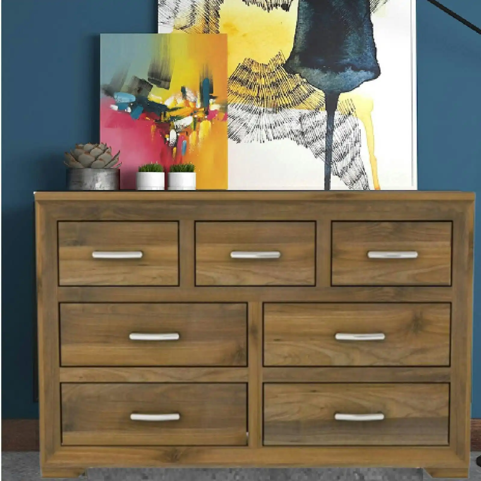 Farmhouse 3+4 Drawer Dresser Lowboy Bedroom Storage