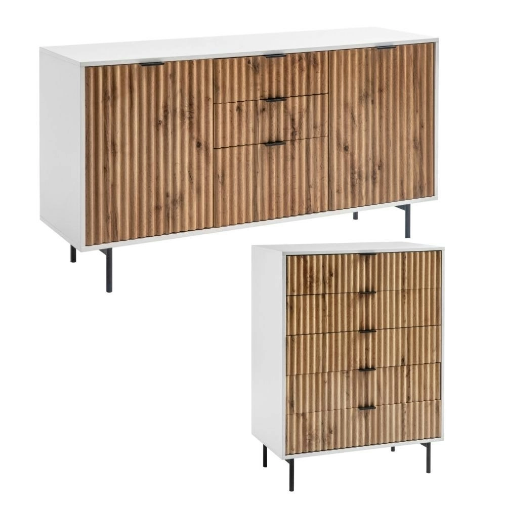 Chelsea 3 Drawer 2 Door Sideboard and 5 Drawer Chest Bundle