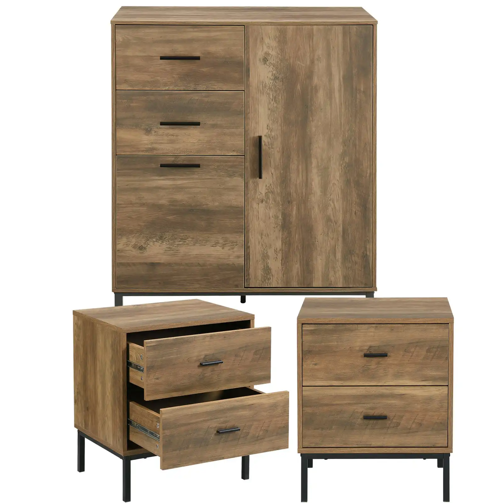 Bronx Bronx Wardrobe Chest Drawers + 2 Bedside Tables Drawers